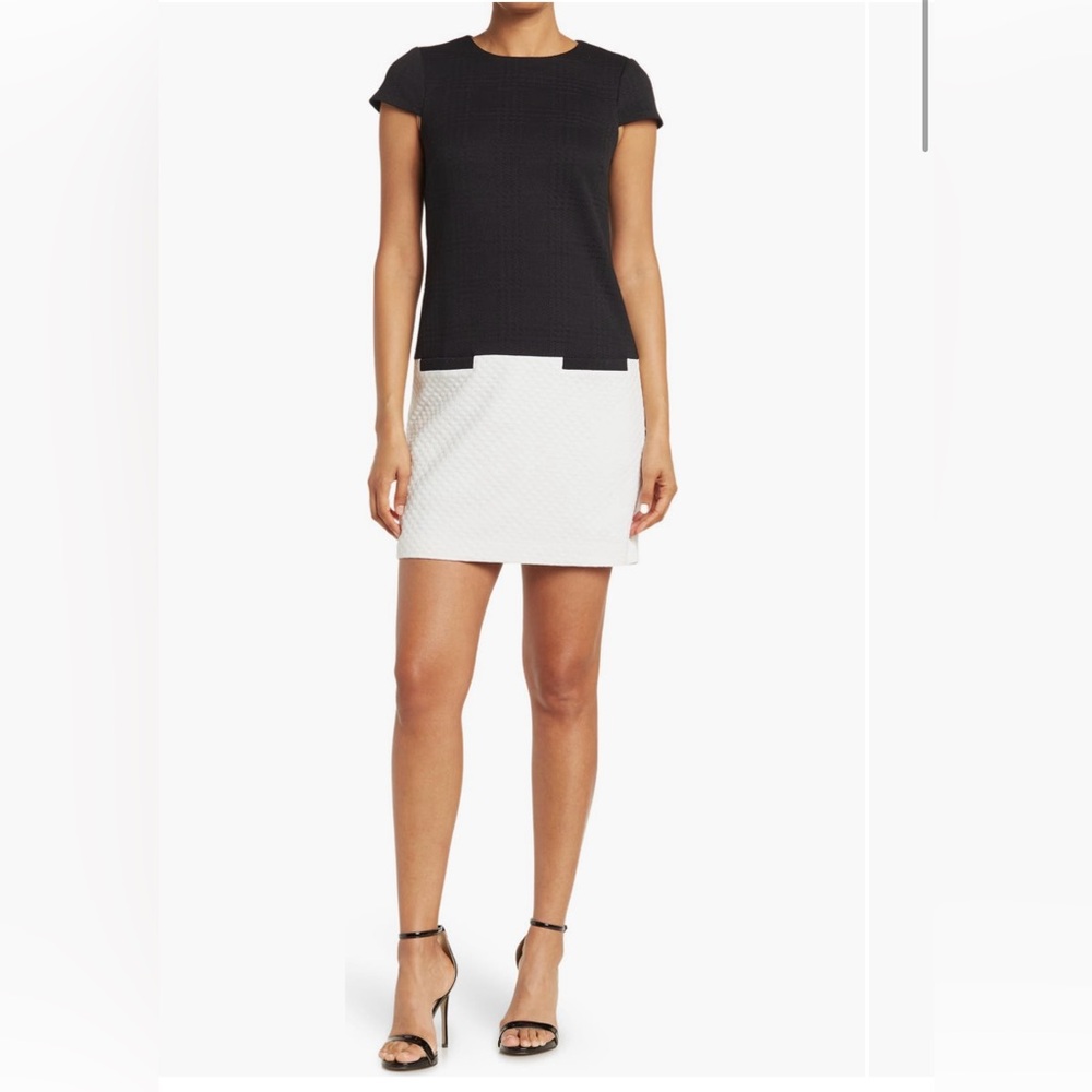 New Eliza J Colorblock Cap Shift Dress Navy/white